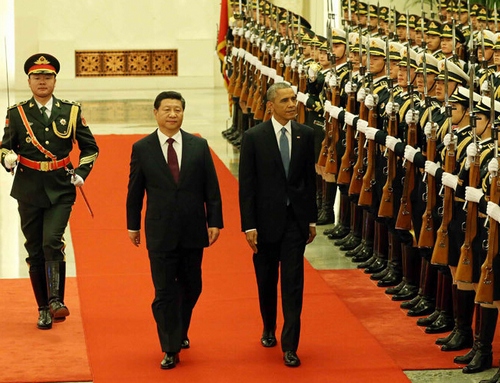 习近平为美国总统奥巴马举行欢迎仪式