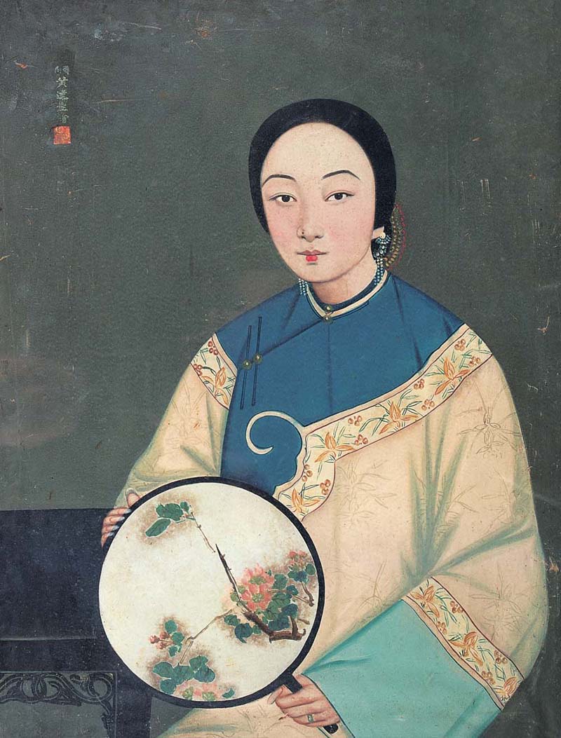 回味中国最早的油画作品--清朝美女肖像