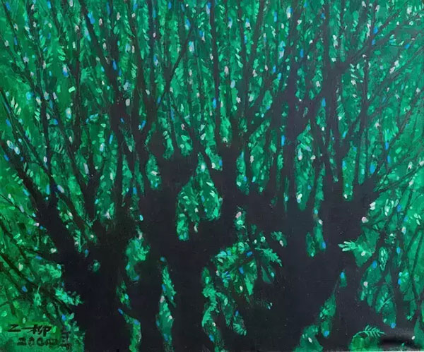 《郁郁葱葱》 综合材料 150×180cm 2004 年
