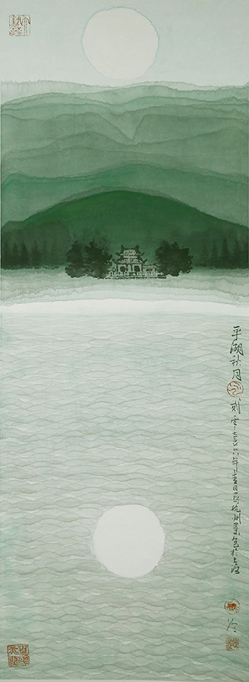 《平湖秋月》（展於G20會場） ，45×100cm，2016年