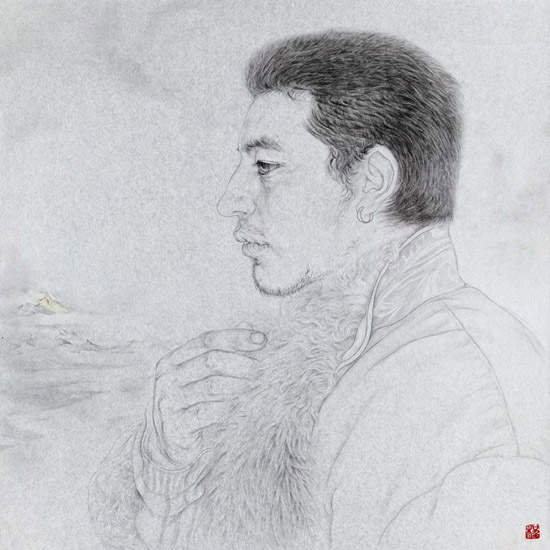 《远山之一》50x50cm,工笔纸本，2014年5月