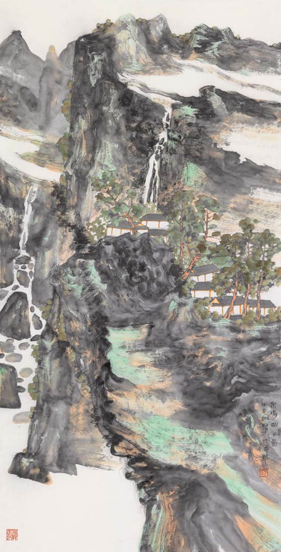 鸣泉幽谷 69x138cm 2016年