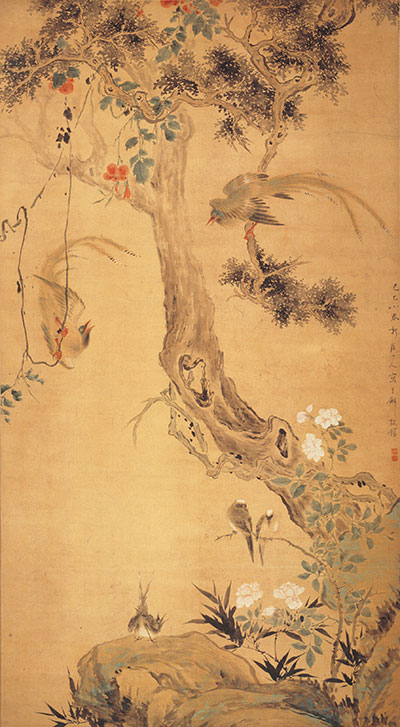 清 华喦 《翠羽和鸣图轴》上海博物馆藏