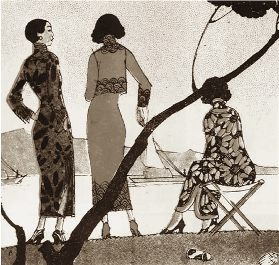 叶浅予20世纪30年代为《时代漫画》画的时装画