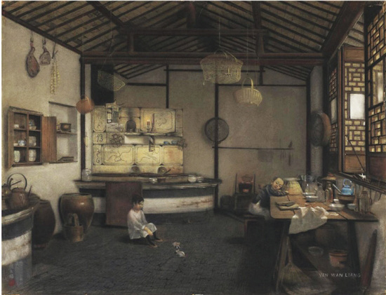 顏文樑 廚房 50×60cm 1920年