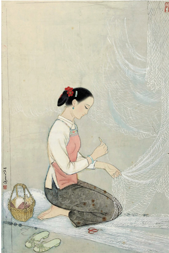 顾生岳 故乡寻梦·织渔网 62×40.8cm