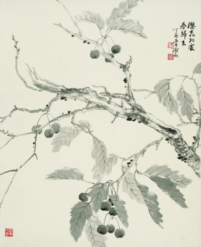 樱桃红处春归去(国画)原标题:"当代中国花鸟画邀请展"亮相北京画院