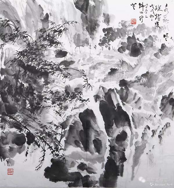 《水墨糊涂纵横流》 蔡瑜 98x98m 2018年
