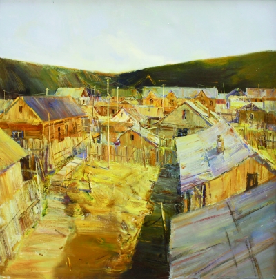 恩和小镇写生一(油画) 80×80厘米