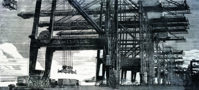海阔天高——南沙港印象(版画) 54×120厘米 陈中科