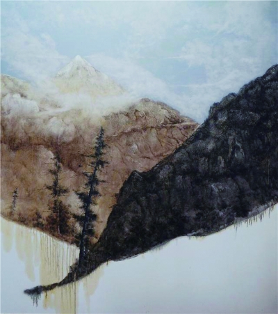 翻越雪山的故事(油画) 唐满生