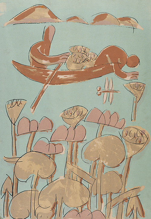 广军《采莲图》纸本丝网套色 1985年 中国美术馆藏