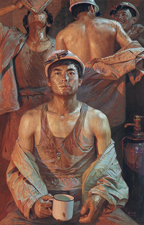 广廷渤《钢水·汗水》 布面油彩 1981年 中国美术馆藏
