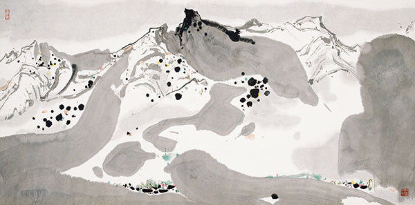 吴冠中《春雪》纸本水墨设色 1983年 中国美术馆藏
