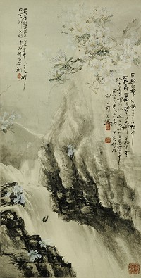 高劍父《荒崖懸蠹圖》 1914年 紙本設色113cm×57cm 廣東省博物館藏