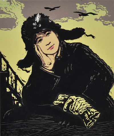 杜鴻年《採油女》 27.5x33cm 版畫 1981年