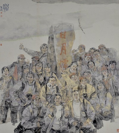 郭東健《日月共輝》 185×205cm 國畫 2009