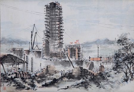 林鴻翥《工地》 53.5×41.5cm 國畫 1962年