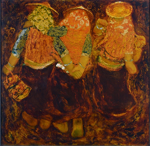 唐明修《崇武人》 77×77cm 漆畫 1983年