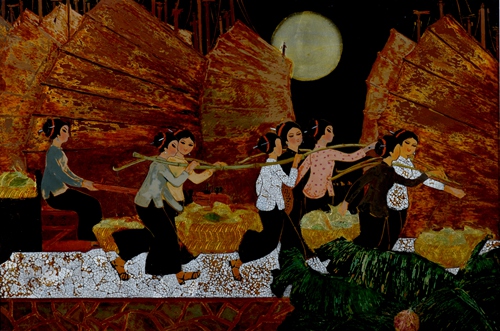 陳新忠《崇武漁歌》 61×41cm 漆畫 1985年