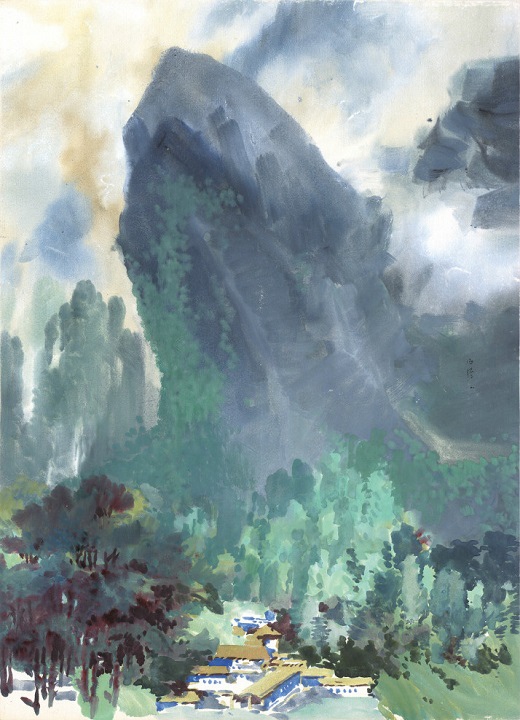 李剑晨《悠悠青山 水彩画 35x48 1978年