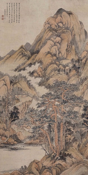 王時敏《仿黃公望山水圖》 198×106.5cm 