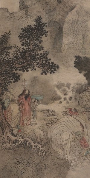 吳彬 《洗象圖》 123×45cm 1592年 