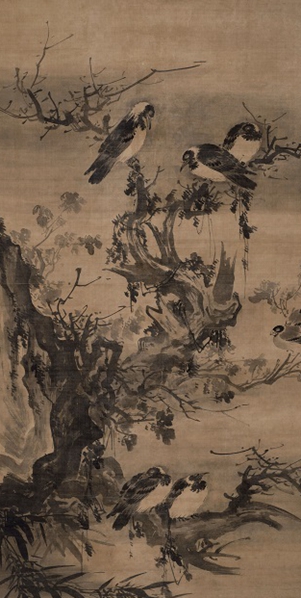 明 林良《古木寒鴉圖》 139.5×90cm   