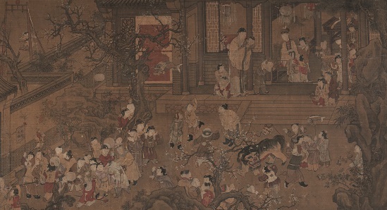 明 仇英（款）《朝歲圖》 94×176cm 絹本設色