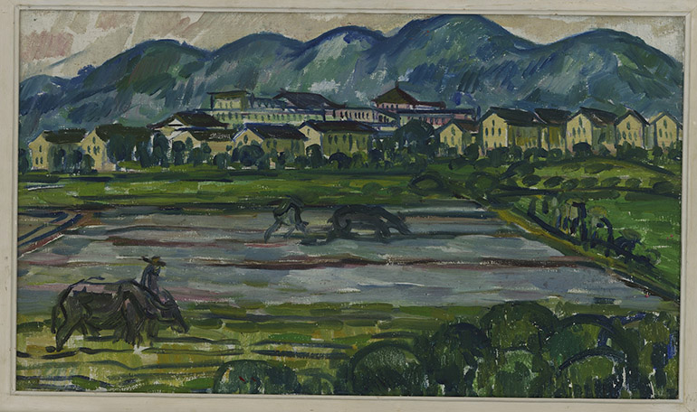 埃乌琴·博巴 《播种·杭州》 油画 47cmx80cm 1961年 中国美术学院美术馆藏