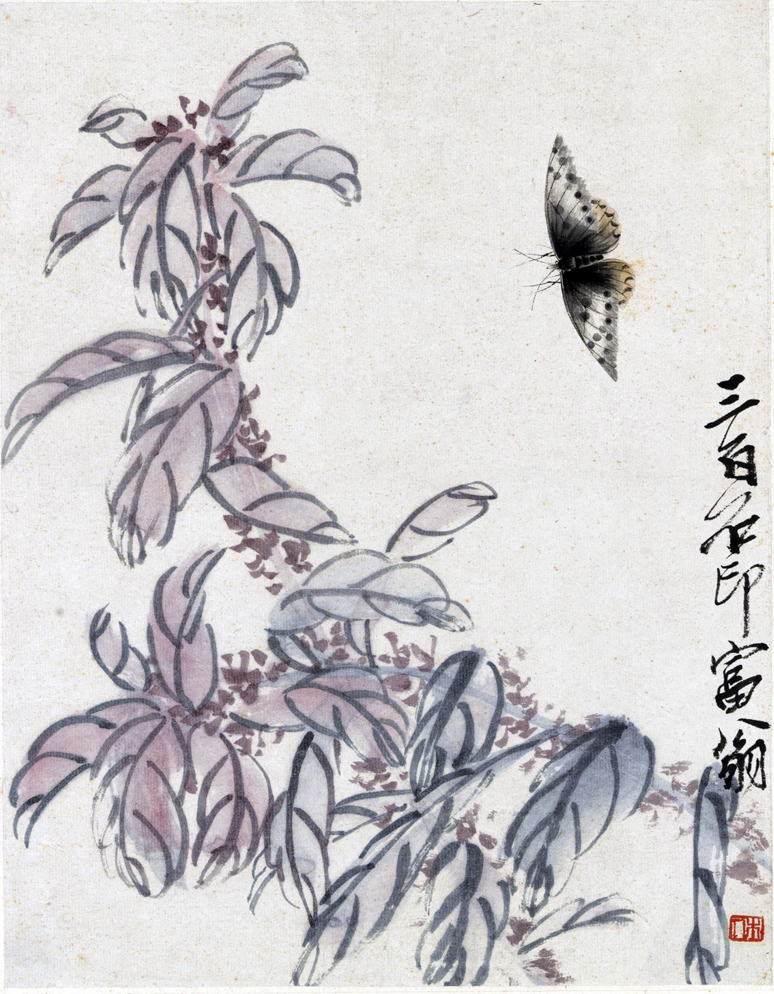 齊白石《老少年蝴蝶》29.2×22.7cm，1941年