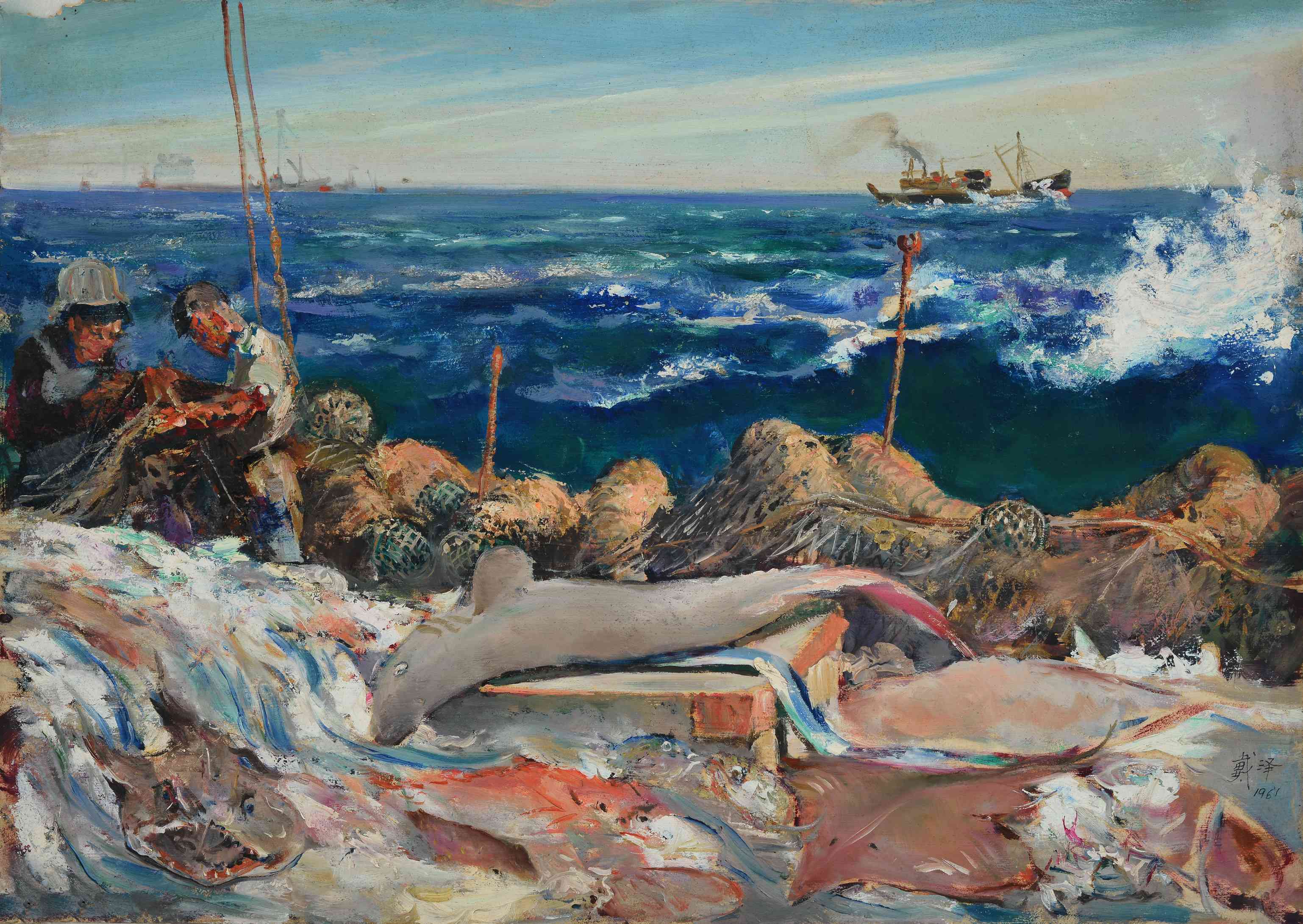 �����ں����ϡ�35.5x51��ľ���ͻ���1961�����췽��ͼ