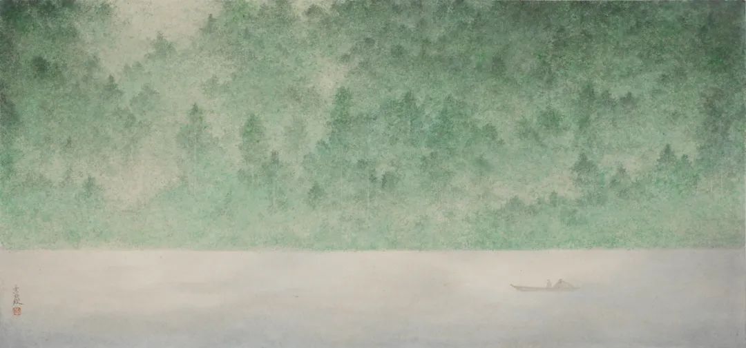 《秋江待渡 之二》 45cm×98cm 纸本设色 2025年