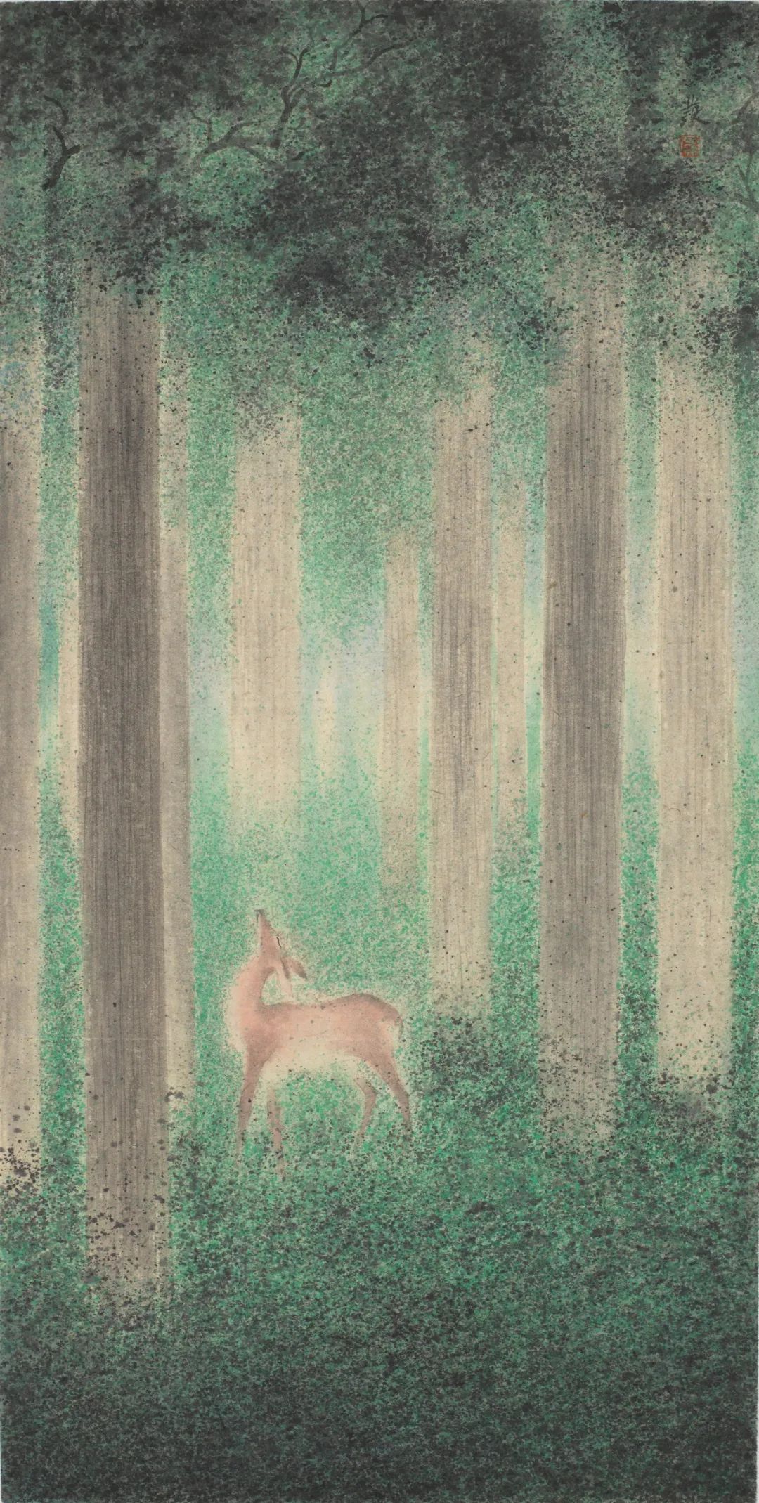 《谧园 之二》 68cm×34cm 纸本设色 2025年