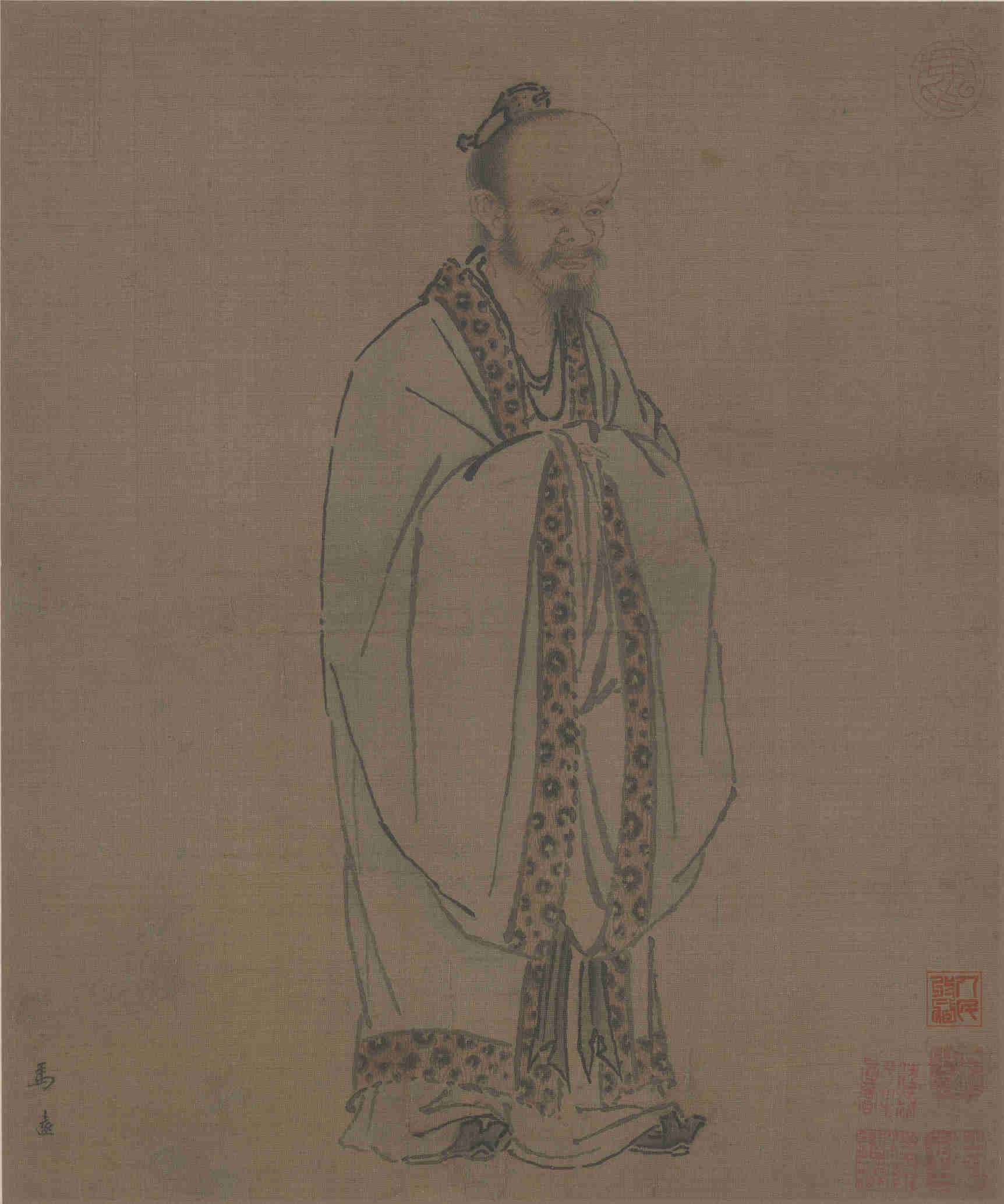 宋代馬遠作品《孔子像》