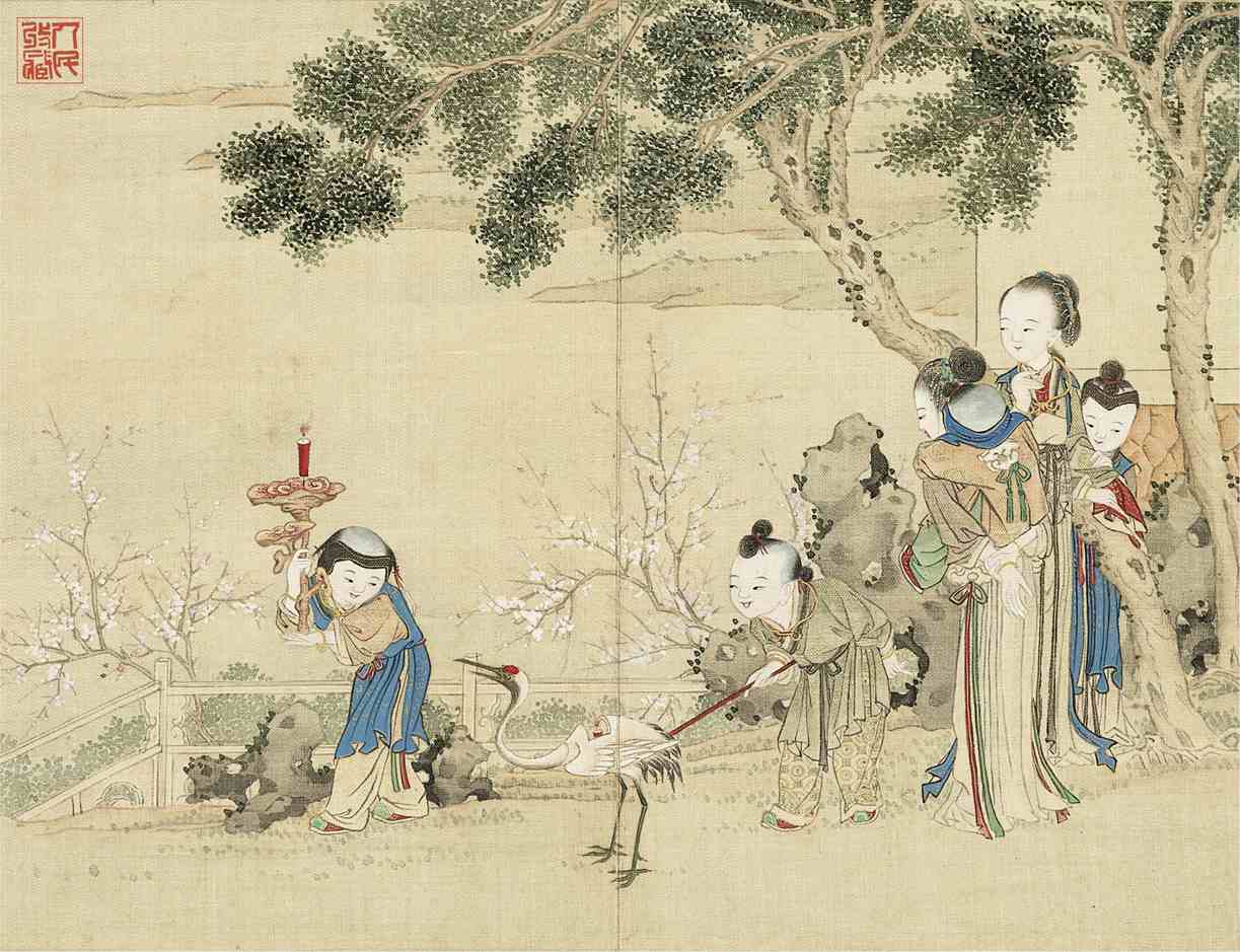 升平乐事图册-花烛鹤灯