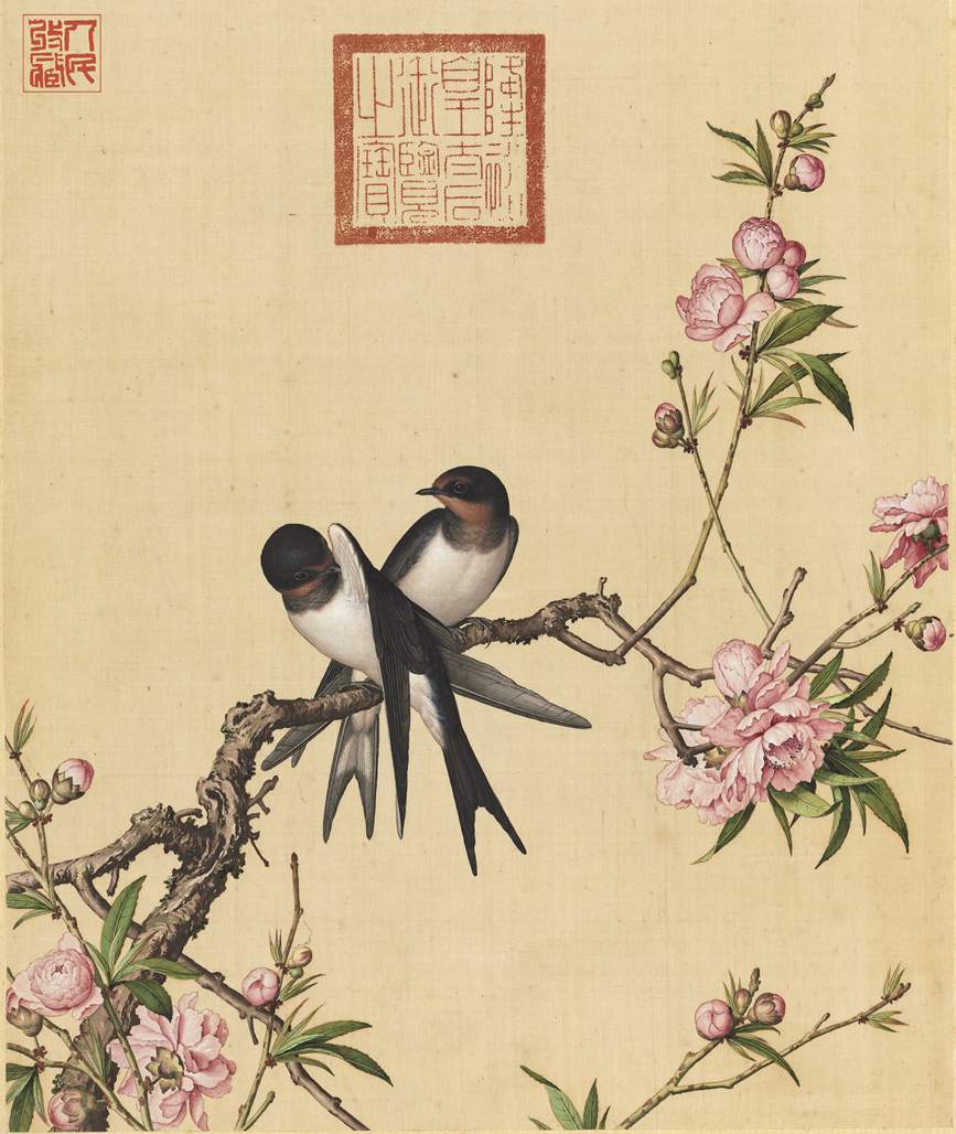 仙萼长春册之桃花-郎世宁