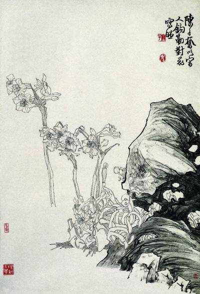 陈子奋《白描水仙》